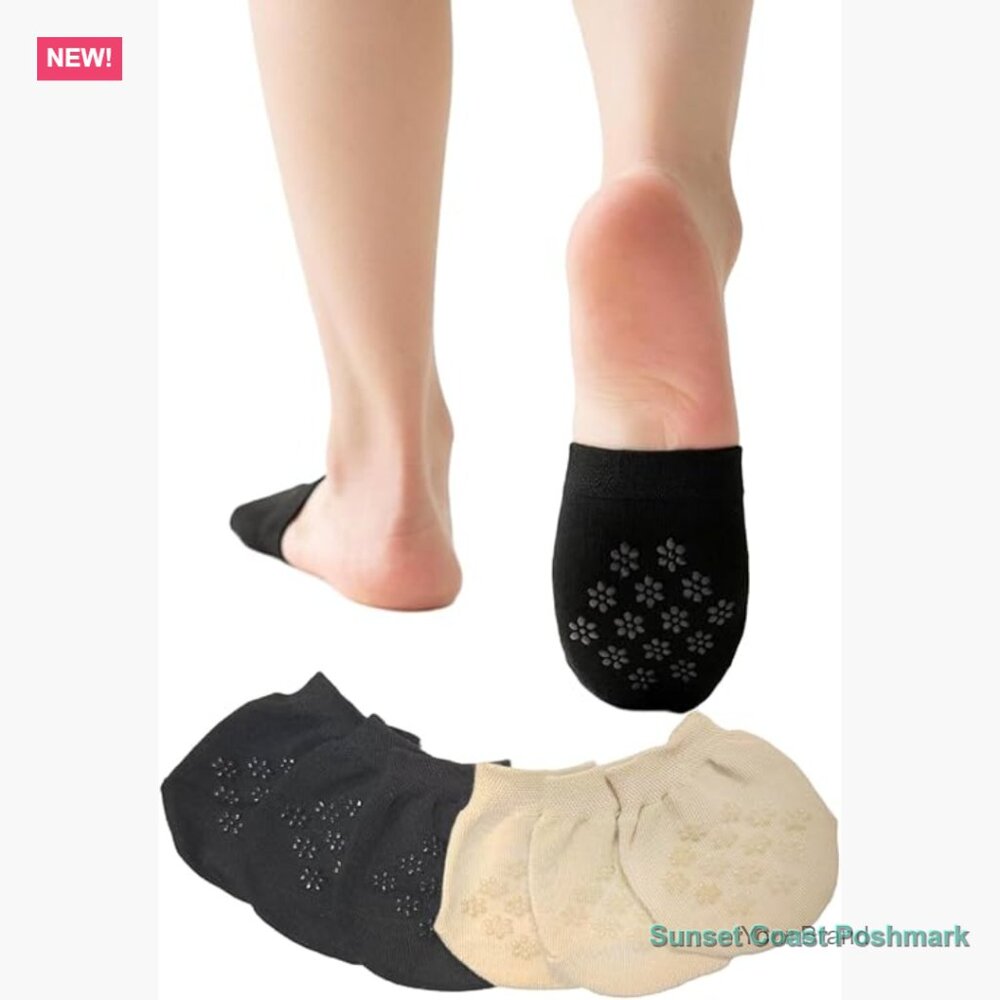 Cotton No Show Socks Toe Topper Non Slip Invisible Half Socks